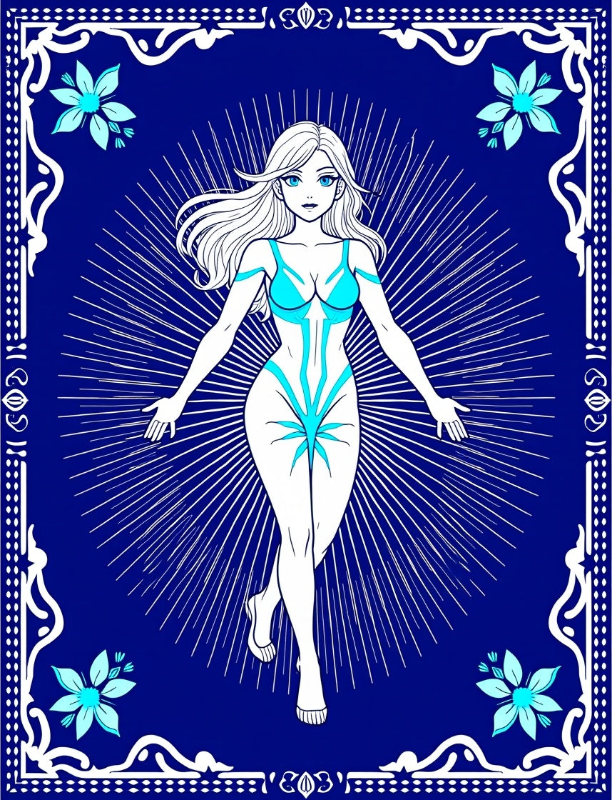 Azure Aura Woman Bursting Light Rug