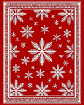 Red White Snowflake Winter Holiday Rug