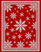 Red White Snowflake Winter Holiday Rug