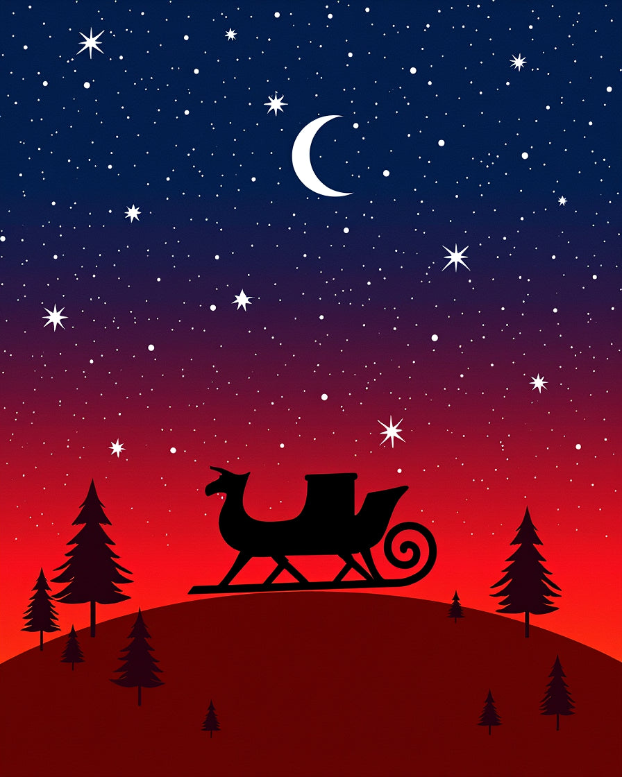 Crimson Midnight Sky Sleigh Ride Rug