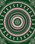 Deep Emerald Pink Concentric Sunburst Rug
