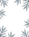 Navy Blue Botanical Leaf Border Rug