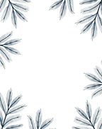Navy Blue Botanical Leaf Border Rug
