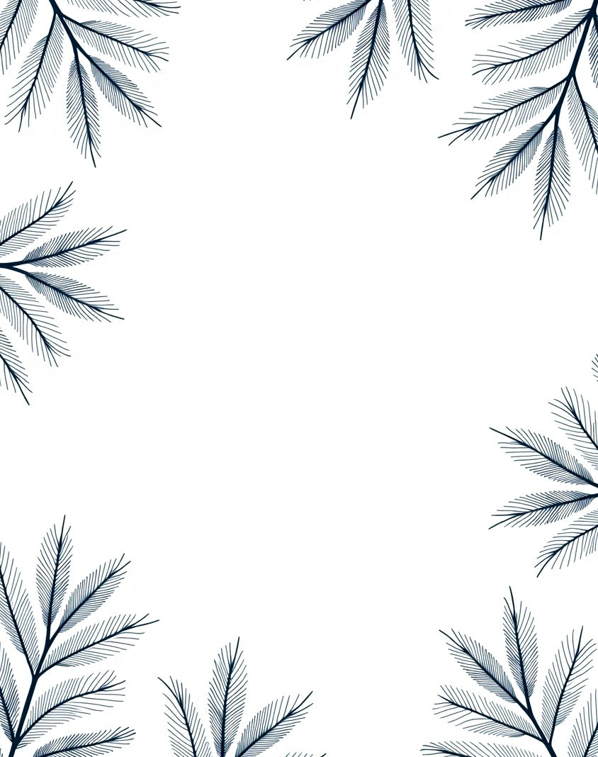 Navy Blue Botanical Leaf Border Rug