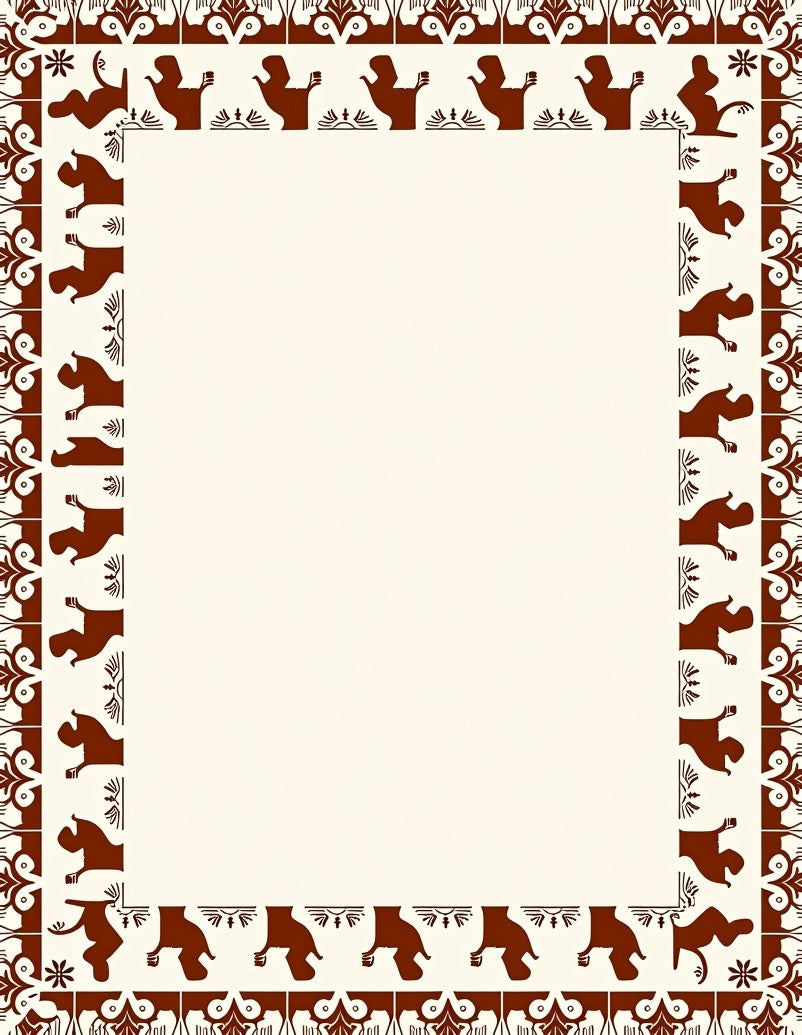 Ornate Brown Animal Border Rug