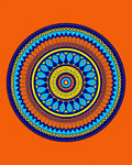 Vibrant Orange Blue Yellow Mandala Rug
