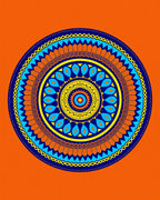 Vibrant Orange Blue Yellow Mandala Rug