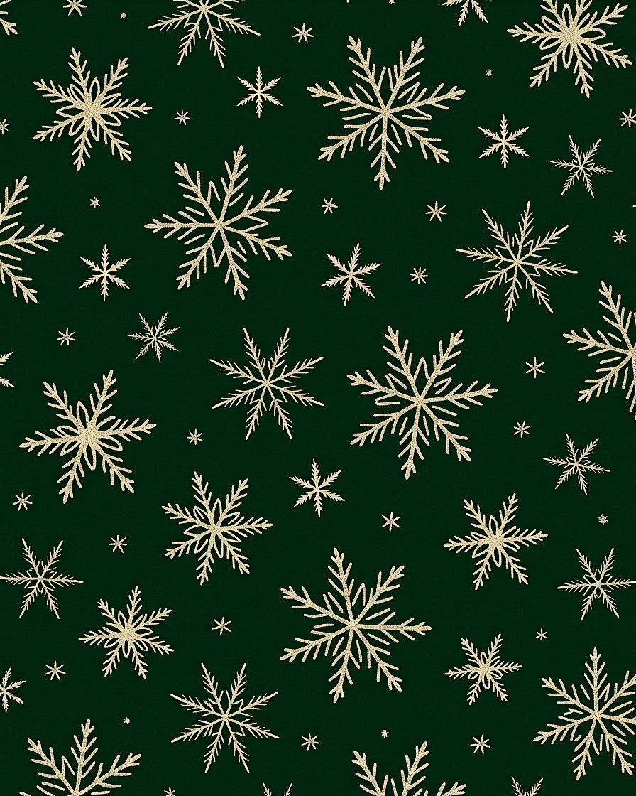 Golden Snowflakes on Forest Green Background Rug