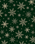 Golden Snowflakes on Forest Green Background Rug