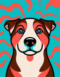 Vibrant Blue Coral Dog Portrait Rug