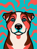 Vibrant Blue Coral Dog Portrait Rug