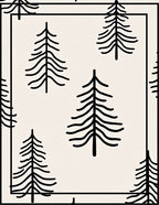 Minimalist Black Pine Trees Cream Rug