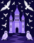 Purple Castle with Owls and Birds Rug
