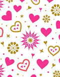 Bright Pink Gold Hearts Star Celebration Rug