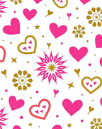 Bright Pink Gold Hearts Star Celebration Rug