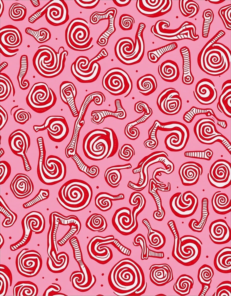 Pink Red Swirl Candy Abstract Rug