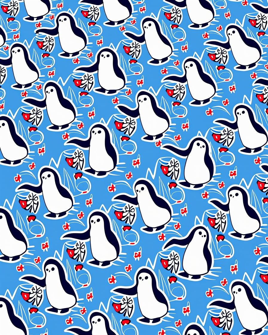 Whimsical Penguin Winter Wonderland Rug