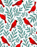 Red Cardinal Evergreen Branch Repeat Rug