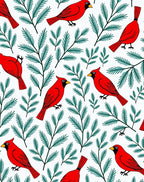 Red Cardinal Evergreen Branch Repeat Rug