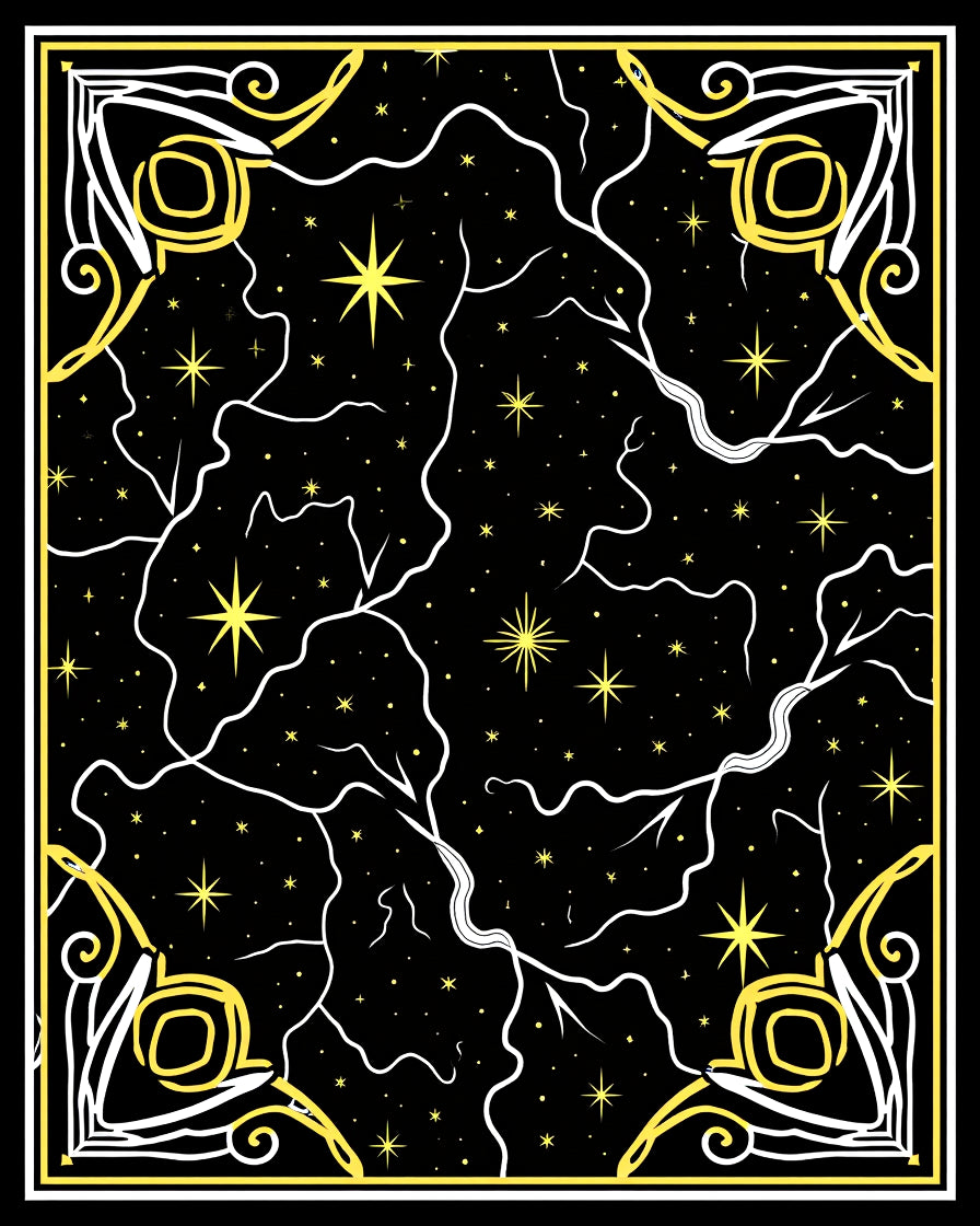 Cosmic Black Yellow Starry Meadow Rug