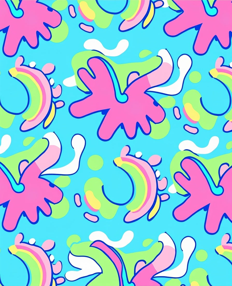Bright Pink Organic Shape Splash Rug