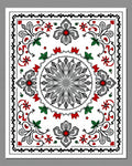 Gray Red Floral Medallion Border Rug