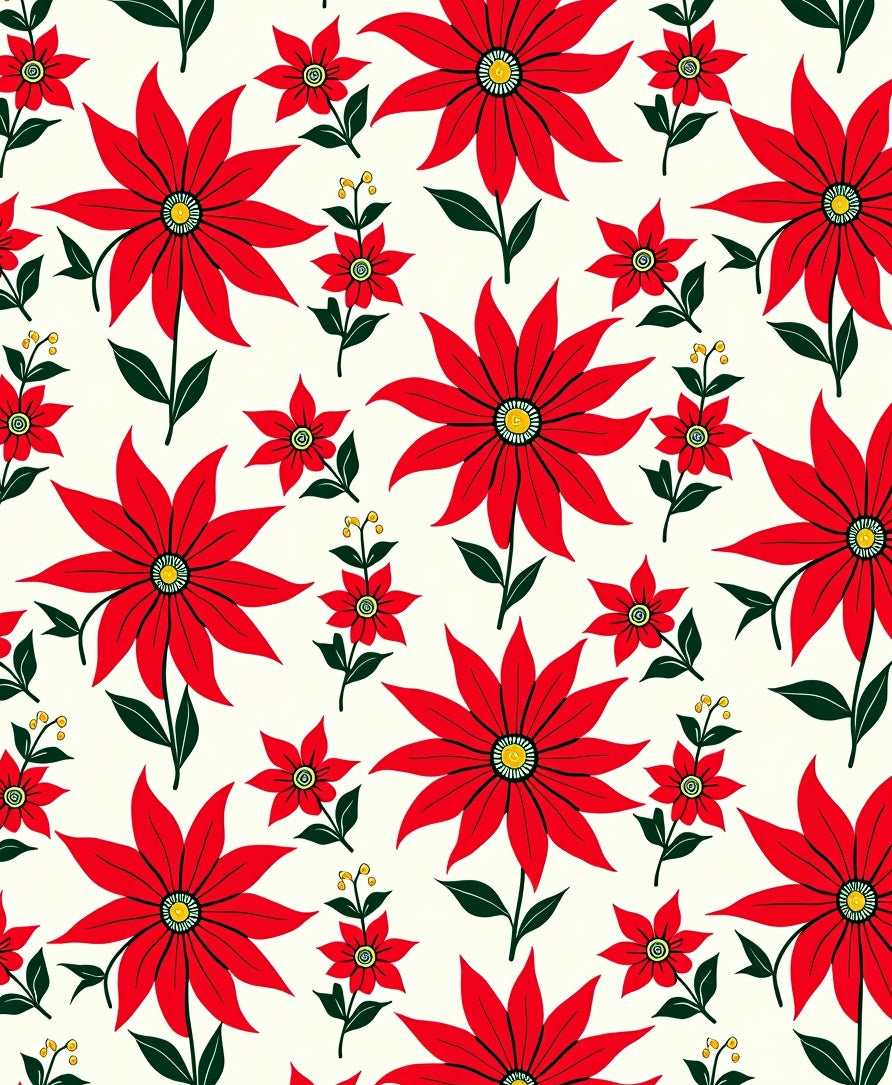 Bold Red Floral Blooms Rug