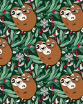 Whimsical Brown Sloth Greenery Holly Rug