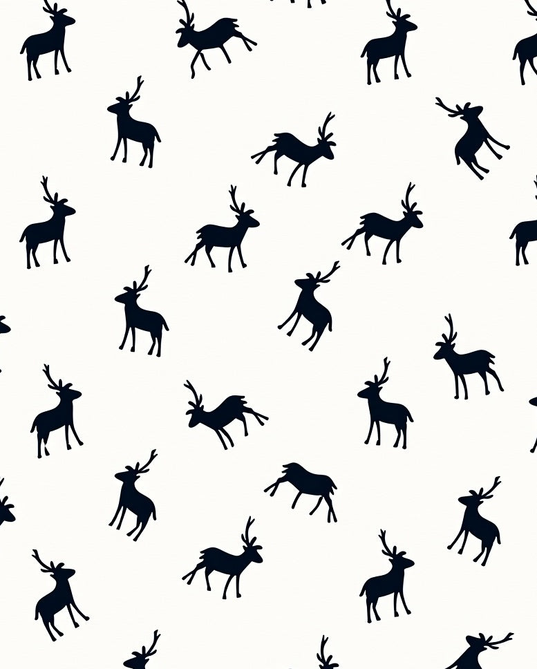 Black Reindeer Silhouette Repeat Rug