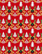 Red Festive Tree and Owl Garland Rug