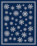 White Snowflake Navy Blue All Over Rug