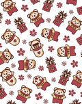 Cute Bear Pineapple Floral Red Rug