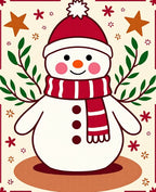 Whimsical Snowman Red Green Accent Rug