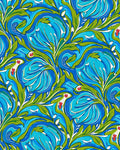 Blue Green Floral Swirl Art Nouveau Rug