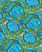 Blue Green Floral Swirl Art Nouveau Rug