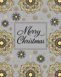 Winter Mandala Snowflakes Gold Gray Rug