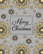 Winter Mandala Snowflakes Gold Gray Rug
