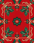 Crimson Holly Leaf Medallion Rug