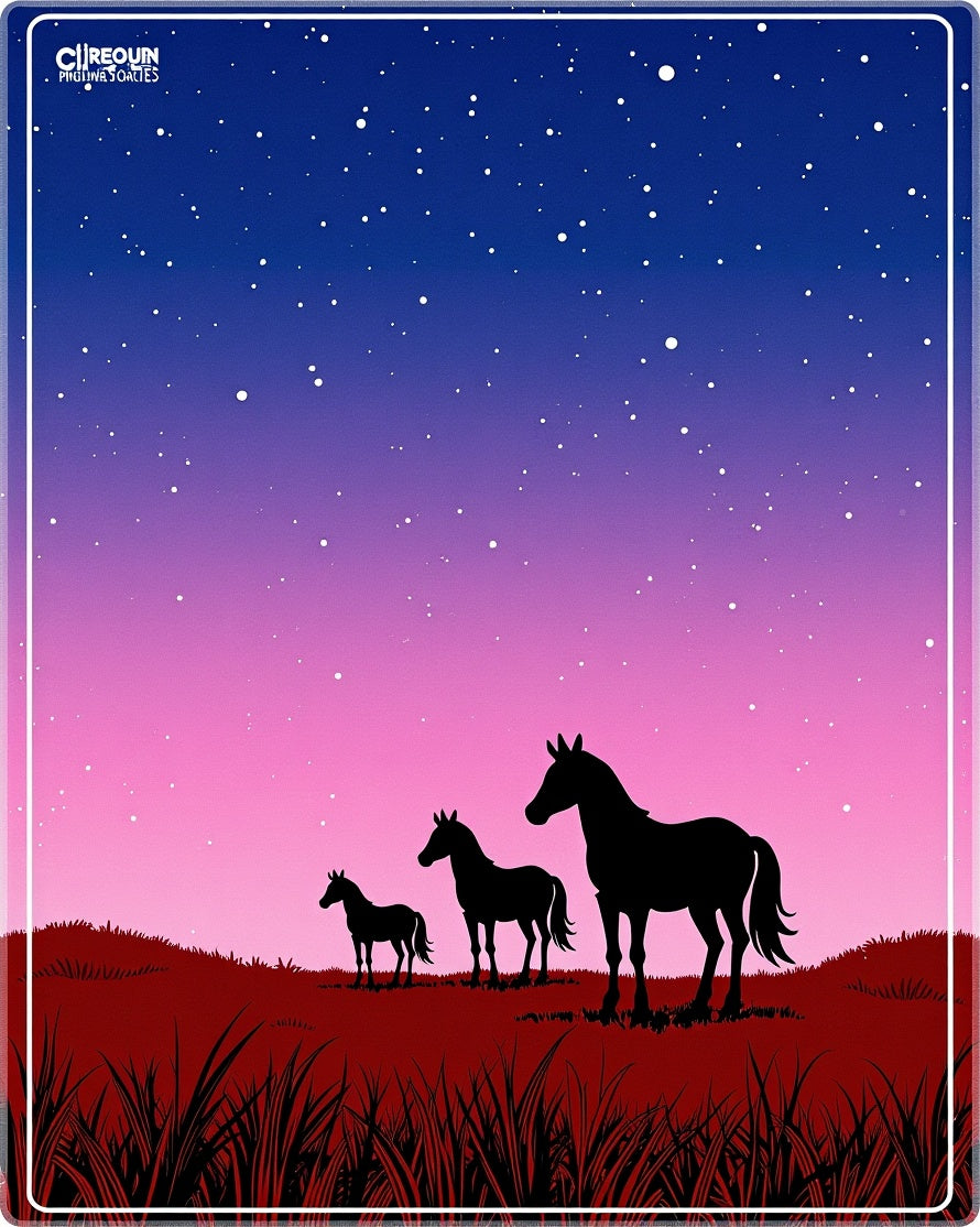 Night Sky Horse Silhouette Field Rug