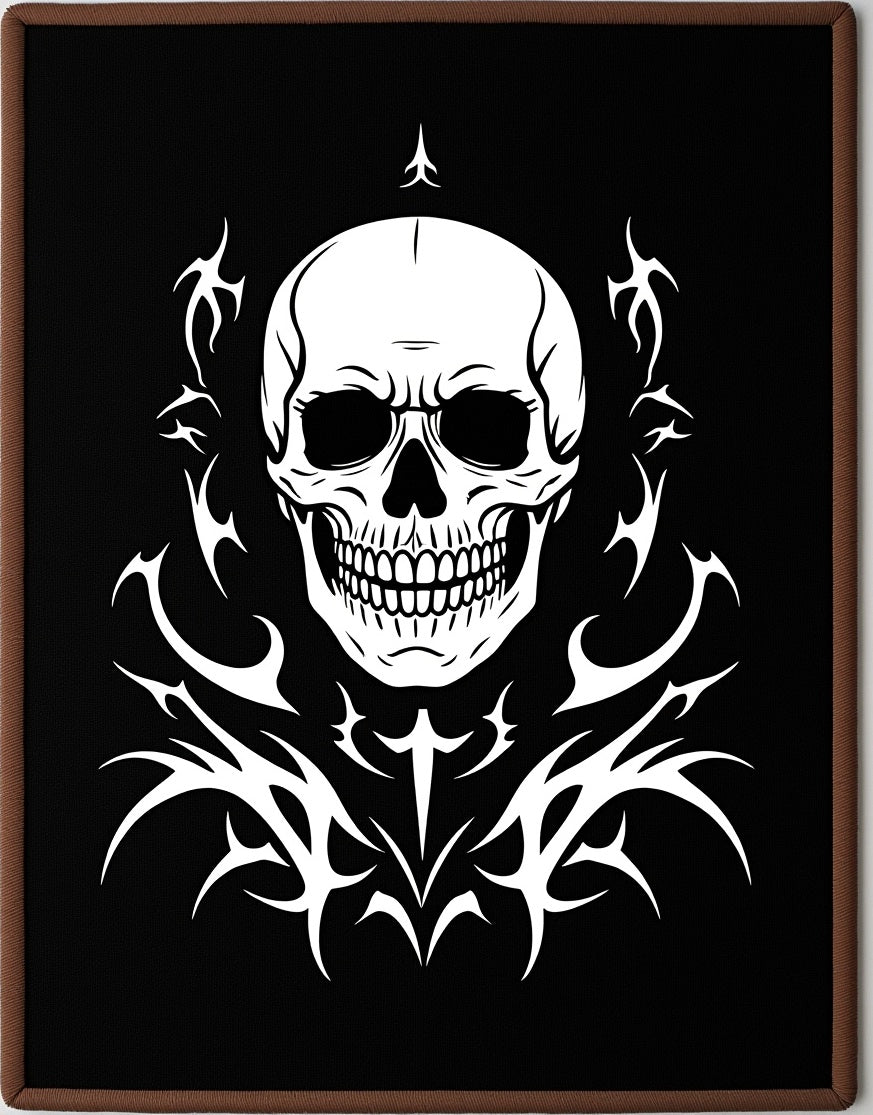 Black White Skull Tribal Burst Rug