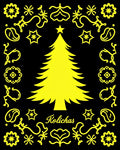 Yellow Christmas Tree Folk Art Rug