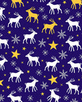 Midnight Blue Reindeer Snowflake Stars Rug