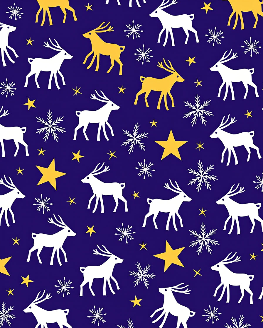 Midnight Blue Reindeer Snowflake Stars Rug