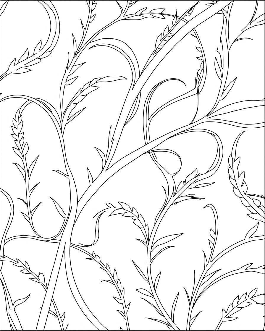 White Delicate Botanical Vine Rug