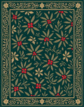 Emerald Green Floral Border Medallion Rug