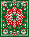 Christmas Red Green Floral Medallion Rug