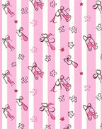 Pink Striped Ballet Slippers Floral Rug