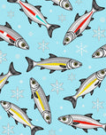 Whimsical Fish Winter Snowflake Collage Rug