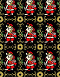 Vintage Black Red Whimsical Santa Elements Rug