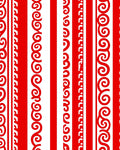 Bold Red White Striped Scroll Border Rug